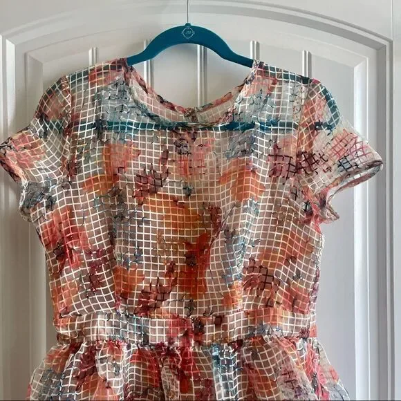 Danny & Nicole Orange Floral Print Fit & Flare Midi Dress; SZ 10;Great Condition - Picture 5 of 12